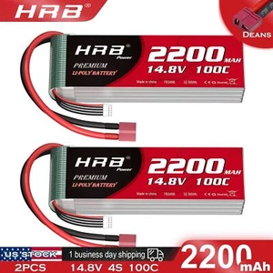 2pcs 4S 14.8V 2200mAh 100C Deans LiPo Battery for RC Car Truck Racing FPV UAV - Picture 1 of 7
