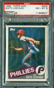 1985 TOPPS MINI # 556 SIXTO LEZCANO PSA 8 MAC SPOTLESS 100 MADE VERY RARE * - Picture 1 of 5