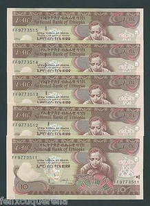 F.C. ETIOPIA ETHIOPIA , LOTE 5 UNIDADES 10 BIRR 2008 , S/C ( UNC ) , P.48e . - Imagen 1 de 1