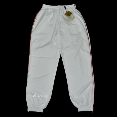 NWT $550 Burberry Women' Classic White Red Piping Track Pants Jogger S AUTHENTIC - Image 1 of 4