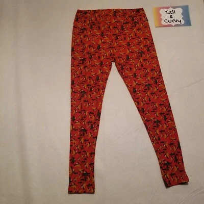 Leggings LuLaRoe altos y curvilíneos naranja/rojo con mariposas azules marrones/amarillas nuevos sin etiquetas Foto 1 de 4