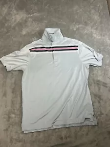 FootJoy Polo Shirt large light blue Golf FJ Short Sleeve Adult striped - Picture 1 of 5