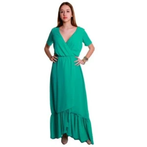FACE TO FACE Woman Dress Long IN Crepe Elegant Dress Malibu A211 - Picture 1 of 7
