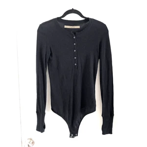 Body Enza Costa Cachemir Mezcla Algodón Negro Manga Larga Talla Pequeña - Imagen 1 de 5