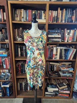 jams world vintage aloha tiki print short dress sz 9 back zip tank dress - Image 1 of 4