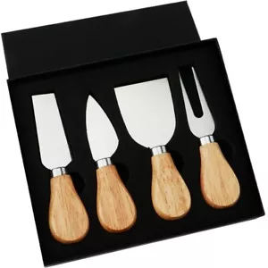 4-Piece Cheese Knife Set Cheese Knives Cheese Knife Set Wooden Handle Stainle... - Picture 1 of 7