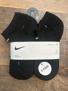 Nike Little Boys 6 Pack Cushioned No Show Socks Black Size 10C-3Y - Fast Ship - Picture 1 of 4