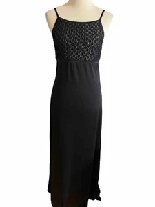 California Womens Large Dress Cami Maxi Gown Y2K Midnight Blue/black Metallic - Picture 1 of 9