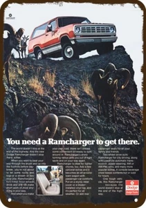 1976 DODGE RAMCHARGER LKW Bighorn Sheep Vintage-Look DEKORATIVE REPLICA METALLSCHILD - Bild 1 von 1
