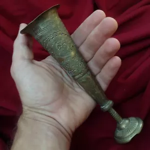 Antique Qajar bronze Brass copper Handcarved bird Flower Kalamdan Candelabra Old - Picture 1 of 12