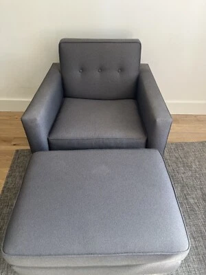 Design Within Reach DWR 灰色 Ducane 羊毛班塔姆扶手椅和奥斯曼 — 第 1/4 张图片