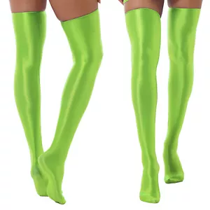 LOT Womens Shiny Oil Stockings Hold Up Thigh High Silk Clubwear Socks Pantyhose - Picture 1 of 27