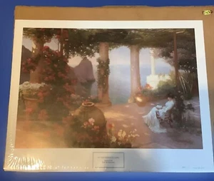 Beautiful Art “ On The Terrace Capri” by Karl M Schuster Signed/Sealed 17”x 22” - Picture 1 of 8