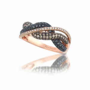 LeVian 14K Rose Gold 0.94 TCW Black Chocolate Diamond Cocktail Ring - Size 7 - Picture 1 of 4