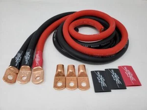 Sky High Oversized 1/0 Gauge OFC AWG Big 3 Upgrade RED/BLACK Electrical Wiring - Picture 1 of 4
