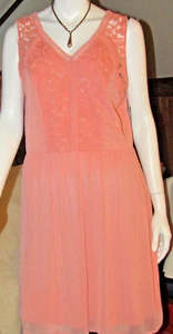 AGB WOMAN SIZE 12 APRICOT DRESS CROCHET LACE OVERLAY SHORT SUMMER STYLE NWT - Picture 1 of 2