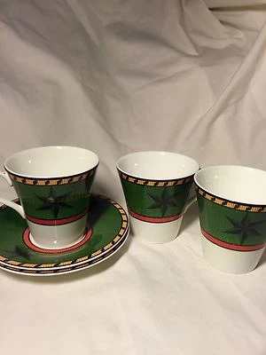 Sasaki Astrakan Diseñado por Carin Colomboe - Porcelana - Lote de 3 Tazas y 2 Platillos  Foto 1 de 4