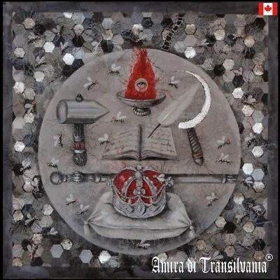 pintura arte contemporânea símbolo esotérico moderno coroa real cetro abelhas ninho - Imagem 1 de 4