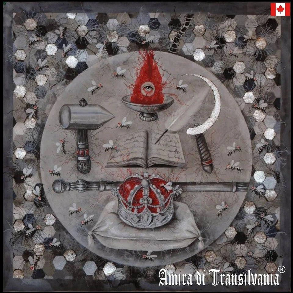 painting contemporary art modern esoteric symbol royal crown scepter bees nest — 第 1/4 张图片