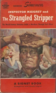 Signet 1188 The Strangled Stripper by Georges Simenon Bob Maguire Cover Art - Picture 1 of 2
