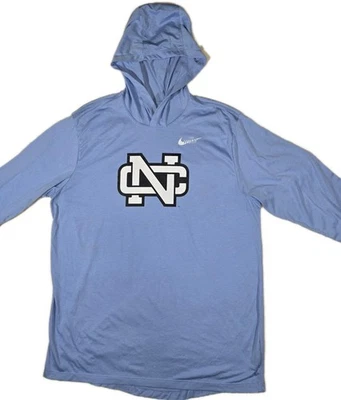 Nike DriFit UNC North Carolina Tar Heels Lightweight Hooded Shirt Mens Large  - Image 1 of 4
