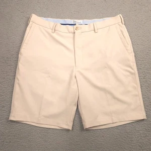 Peter Millar Performance Golf Shorts Mens 36 Beige Moisture Wicking Stretch - Picture 1 of 11