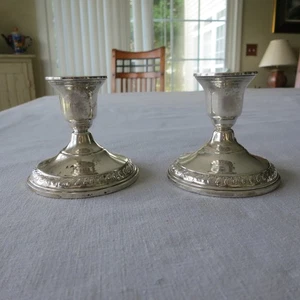 Pair of Vintage Columbia Weighted Sterling Silver Candlestick Holders - Picture 1 of 10