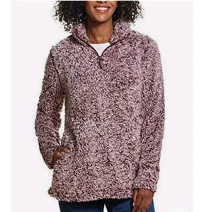 Wetterfester Vintage Sherpa Pullover Kuschelpullover Gr. S frostig dunkelrosa Fleece  - Bild 1 von 18