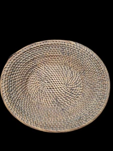Round Rattan Brown Oval Decorative Bowl Key bowl fruit bowl Made in Indonesia - Picture 1 of 7