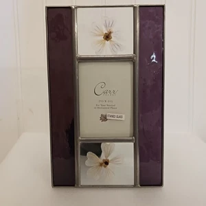 Carr gepresste Blumen lila Buntglas Bilderrahmen 3,5"x2,5" Foto - Bild 1 von 8