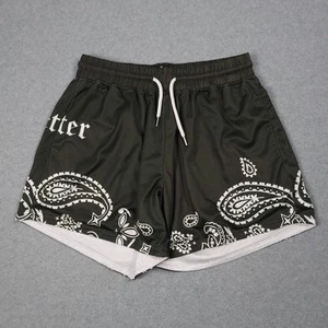 Get Better Today Shorts Men Large Black Paisley Bandana Athletic Gym Mesh - Picture 1 of 9