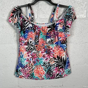 Island Escape Women's Floral Underwire Tankini Top Swimsuit Multi 16W - Picture 1 of 9