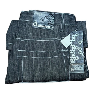 Pantalones Cortos de Jean Southpole Para Hombre Talla 38 Negros Sueltos Negros Hip Hop Y2K De Colección Foto 1 de 4