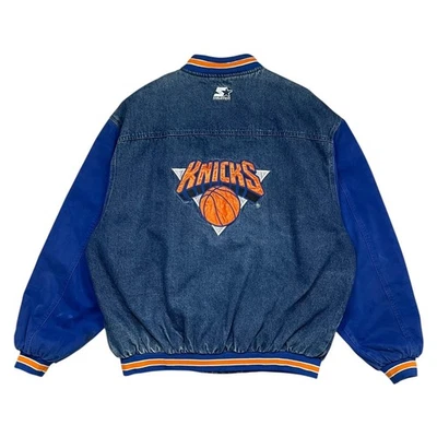 CHAQUETA UNIVERSITARIA VAQUERA DE COLECCIÓN AÑOS 90 NBA NEW YORK KNICKS STARTER TALLA XL Foto 1 de 4