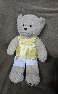 Build A Bear Bear Champ 17" Wearing Yellow Shirt Blouse And White Flower Pants - Picture 1 of 1
