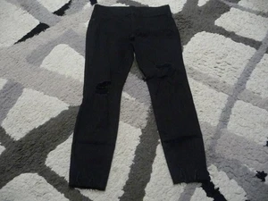 Pantalones de mezclilla ajustados Old Navy Rockstar tiro medio 10 negros desgastados - Imagen 1 de 4