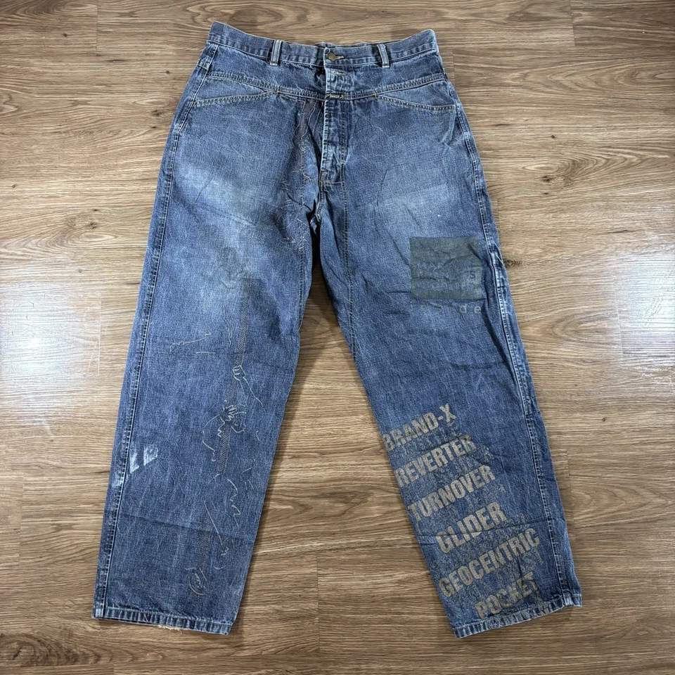 VTG Marithe Francois Girbaud Jeans Mens 36 Baggy Y2K Skater Spell Out 34x30* - Image 1 of 4