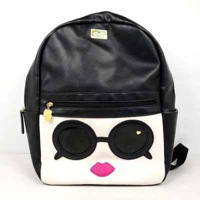 Betsey Johnson Luv Betsey 17"x12" Black White Face Fashion Backpack Bag - Image 1 of 4