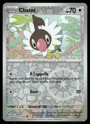 Chatot - 132/162 Common Reverse Holo NM Pokemon SV05: Temporal Forces - Image 1 of 2