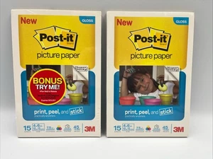 Genuine 3M Post-It Print Peel Stick Picture Paper 30 Sheets 4" x 6"  Semi Gloss - Picture 1 of 6