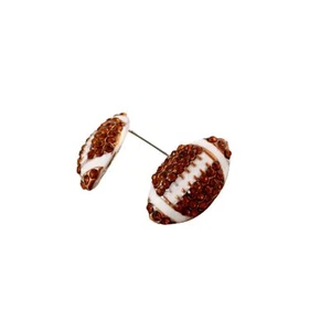 Rhinestone Basketball Volleyball Baseball Football Rugby Earring Hip Hop Crystal - Picture 1 of 1