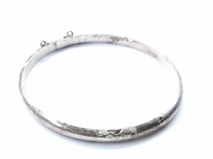 Floral Locking Sterling Silver Bangle Bracelet 925 7” 6 Grams - Picture 1 of 5