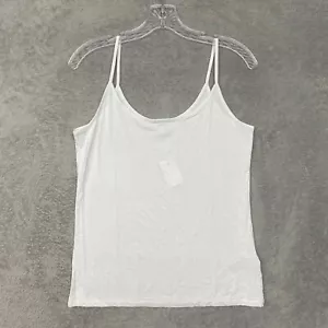 J Crew Shirt Womens Medium White Tank Top Viscose Minimal Casual AP581 - Picture 1 of 7