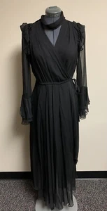 Diane Von Furstenburg DVF Diva Silk Sheer Bell Sleeve Maxi Wrap Dress Size 6 - Picture 1 of 7