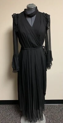 Maxi Vestido Envolvente Diane Von Furstenburg DVF Diva Seda Manga Campana Transparente Talla 6 Foto 1 de 4