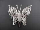 Signed Monet Silver Tone Butterfly Brooch Pin 1 1 2