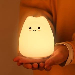 Zklili Cat Night Light for Kids,Cute Night Lamp for Nursery,Squishy Silicone Cat - Picture 1 of 12