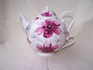Tea for one aus Brilliantporzellan - * Blüten pink * ORIGINAL Jameson & Tailor - Bild 1 von 5
