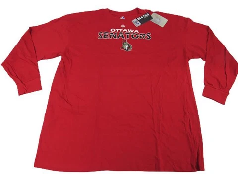 New Ottawa Senators Mens Sizes 3XL-4XL-5XL-6XL Red Majestic Long Sleeve Shirt Cover