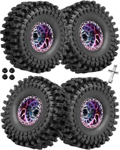 1.9" Beadlock Rc Wheels and Tires for 1/10 RC Crawler TRX4 Axia1 SCX10 SCX10 II - Picture 1 of 7